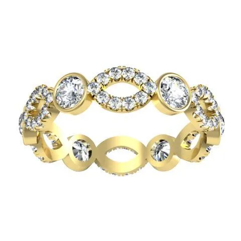 1.15 cttw Round Brilliant Cut Bezel & Pave Set Diamond Eternity Ring