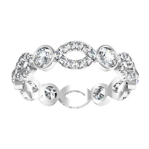 1.15 cttw Round Brilliant Cut Bezel & Pave Set Diamond Eternity Ring