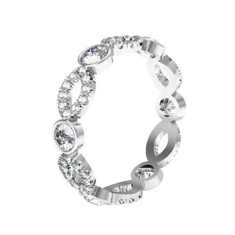 1.15 cttw Round Brilliant Cut Bezel & Pave Set Diamond Eternity Ring