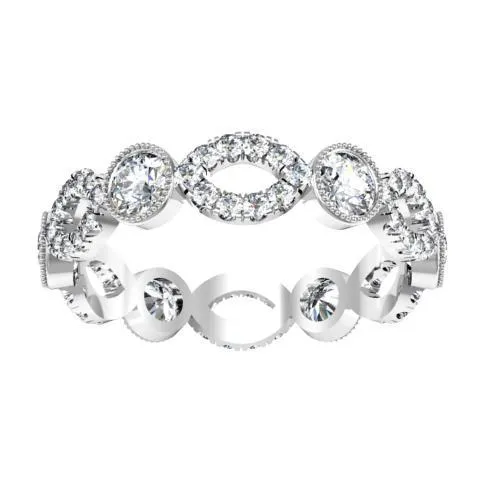 1.15 cttw Round Brilliant Cut Bezel & Pave Set Diamond Eternity Ring