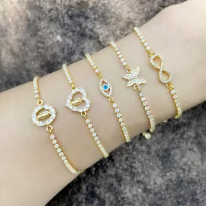 18K Real Gold Simple Zircon Bracelet Women