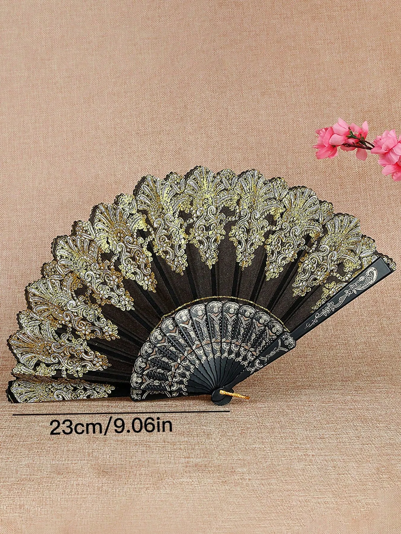 1pc Classical Dancing Cheongsam Style Palace Fan, Bridal Fan With A Delicate Sense (Randomly Printed Pattern)