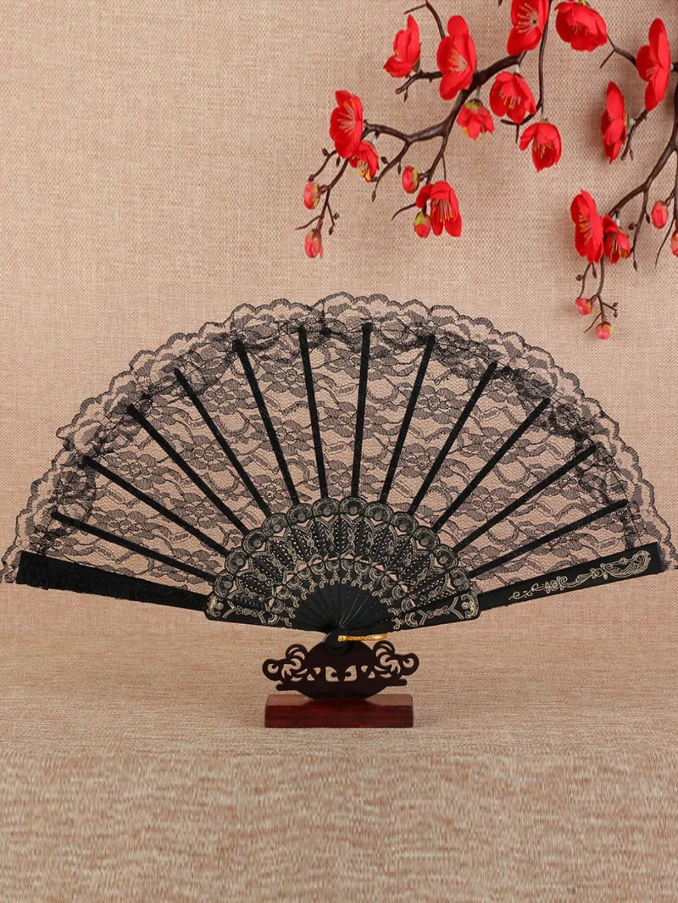 1pc Feather Fan, Ostrich Feather Folding Fan For Dance Performance And Photoshoots, European-Style Palace Fan For Tea Parties, Bridal Hand Fan, Lolita Decorative Fan