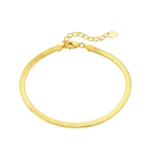 3mm Width Herringbone Snake Chain Bracelet - Gold