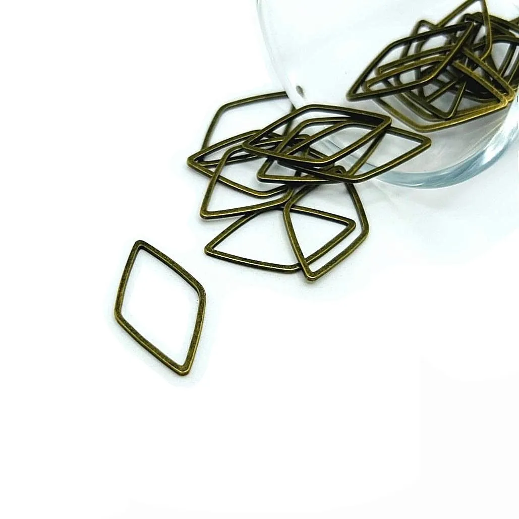 4, 20 or 50 Pieces: Bronze Rhombus Diamond Shape Charms