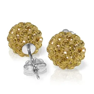 4 Carat 14K Solid White Gold Yellow Cubic Zirconia Ball Stud Earrings