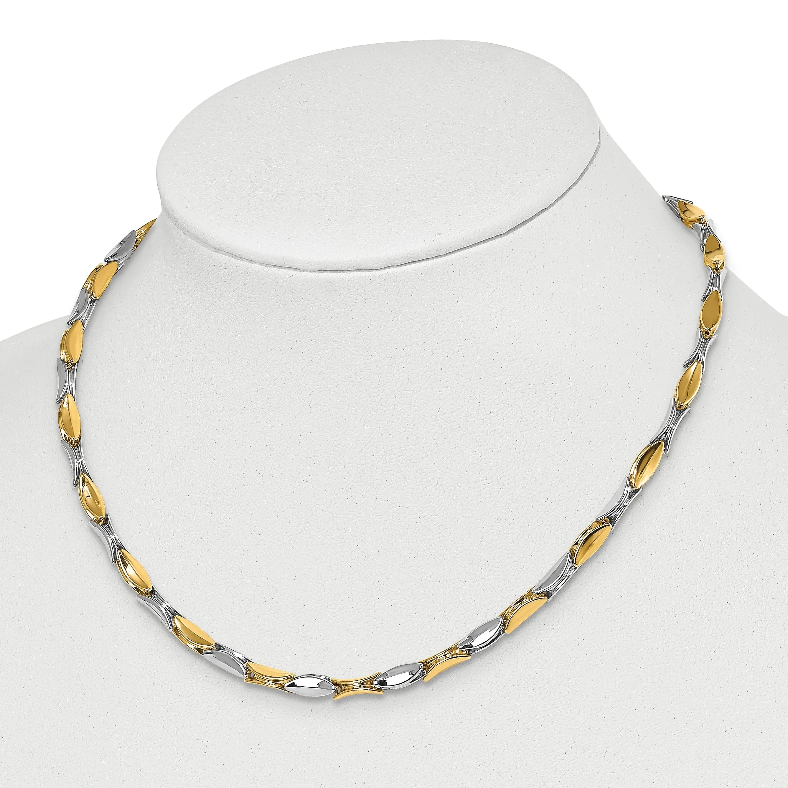 4k Two Tone Gold Polished Fancy Link Necklace