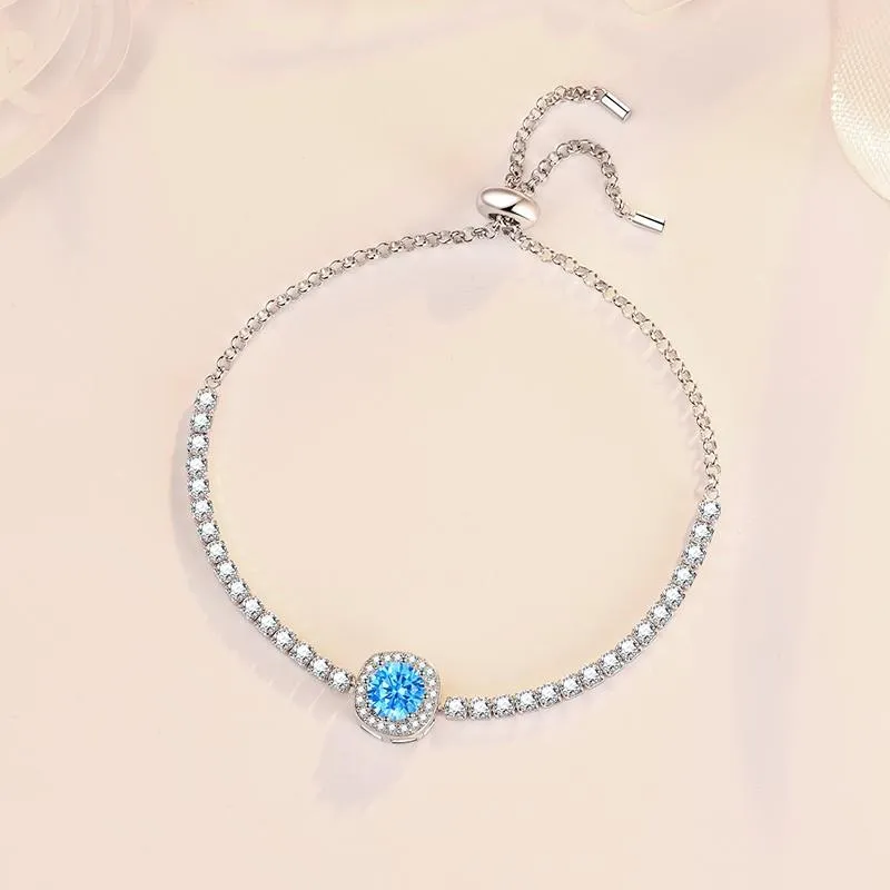 54. S925 Sterling Silver Starry Sky Bracelet Colored Synthetic Moissanite Bracelet