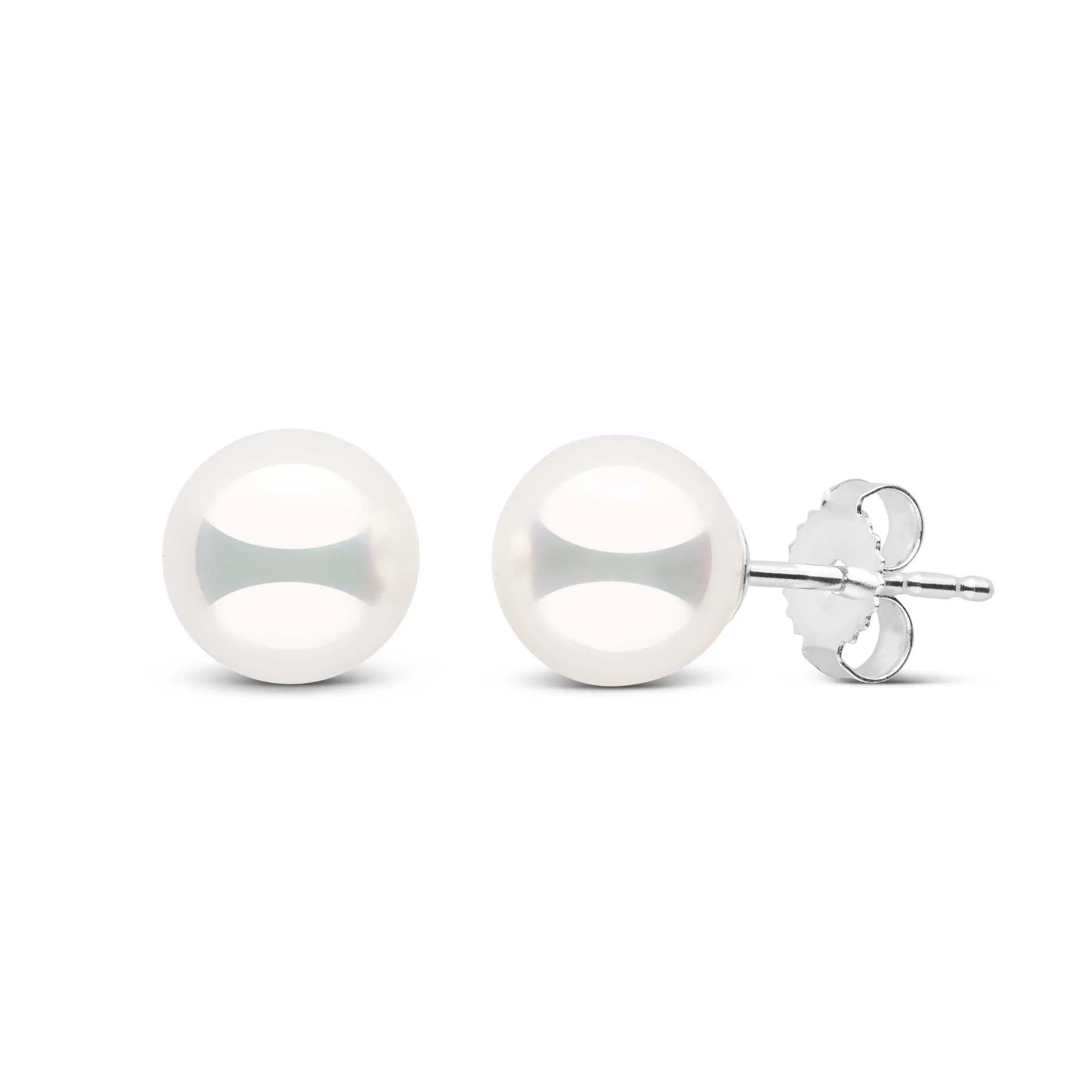 7.0-7.5 mm Natural White Hanadama Pearl Earrings