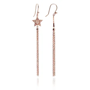 75% DISCOUNT Dazzling 18ct Rose Gold Vermeil  Filigree Star Tassel Earrings