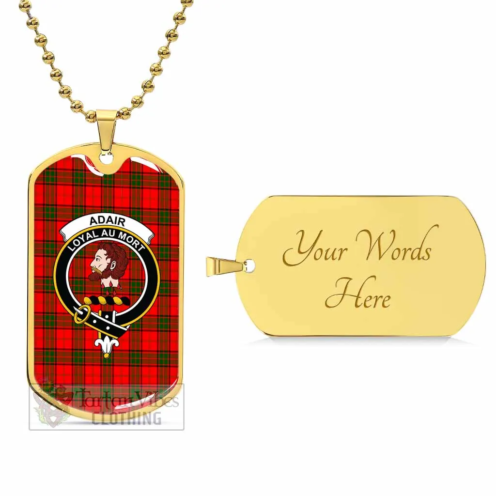 Adair Tartan Dog Tag Necklace with Family Crest