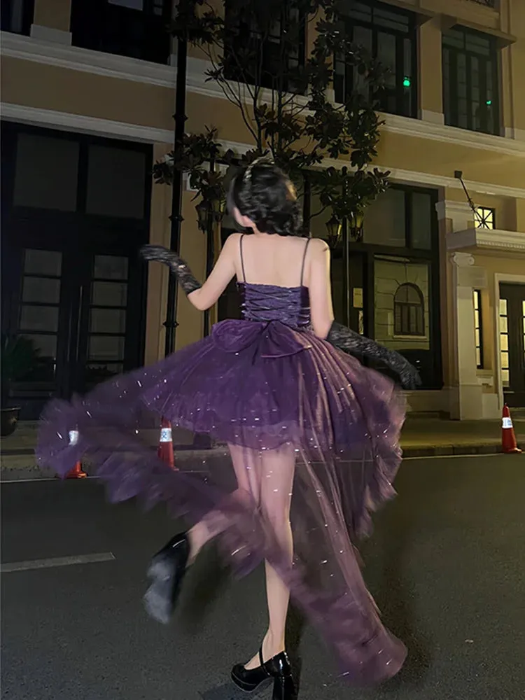 Advbridge  French Lolita Purple Dress High Grade Starry Sky Sparkling Dress Cos Evening Palace Princess Dress Vintage Violet Glitter Skirt