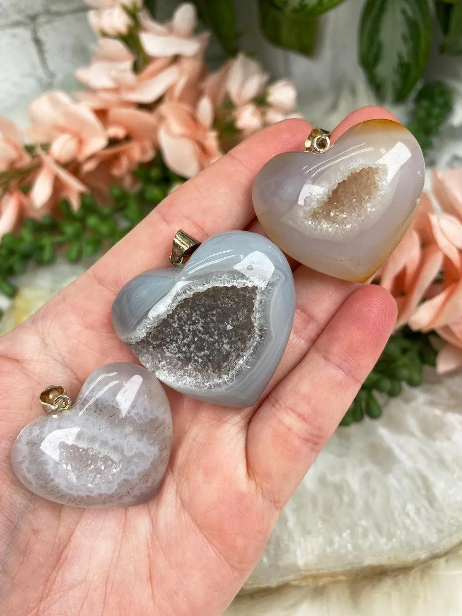 Agate Heart Pendants