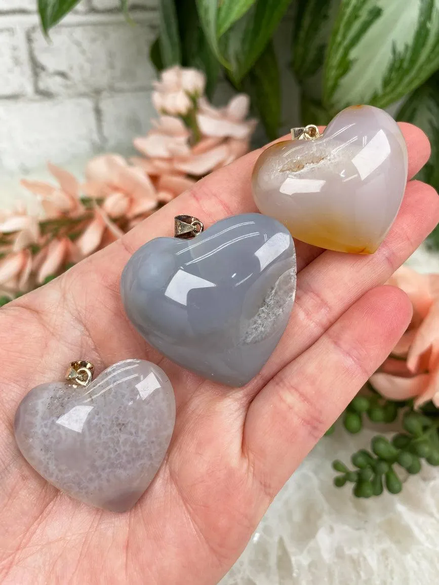 Agate Heart Pendants