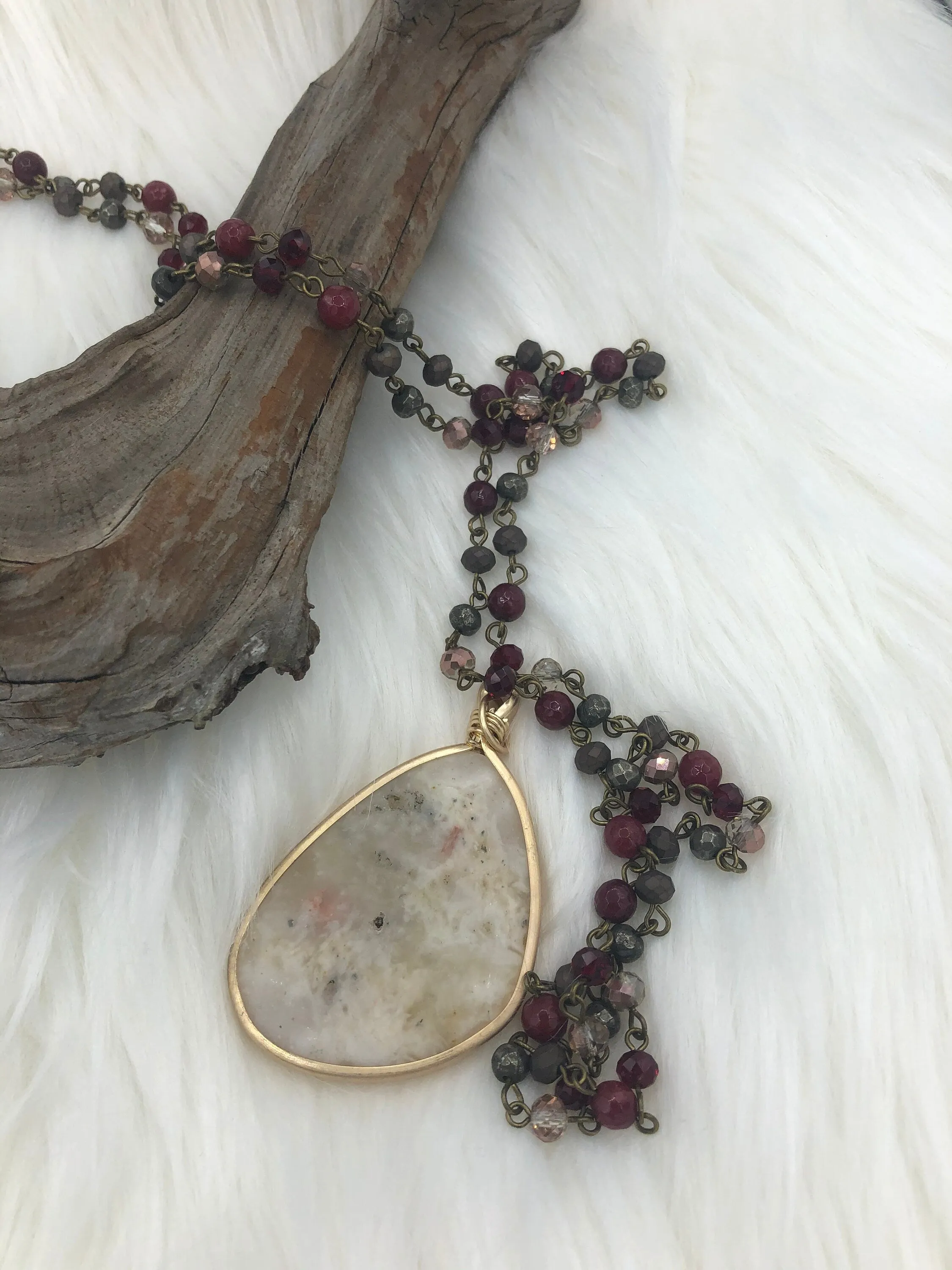 Agate Pendant with Brass Matte Gold Bezel Natural Stone will come in a variety of sizes and colors.