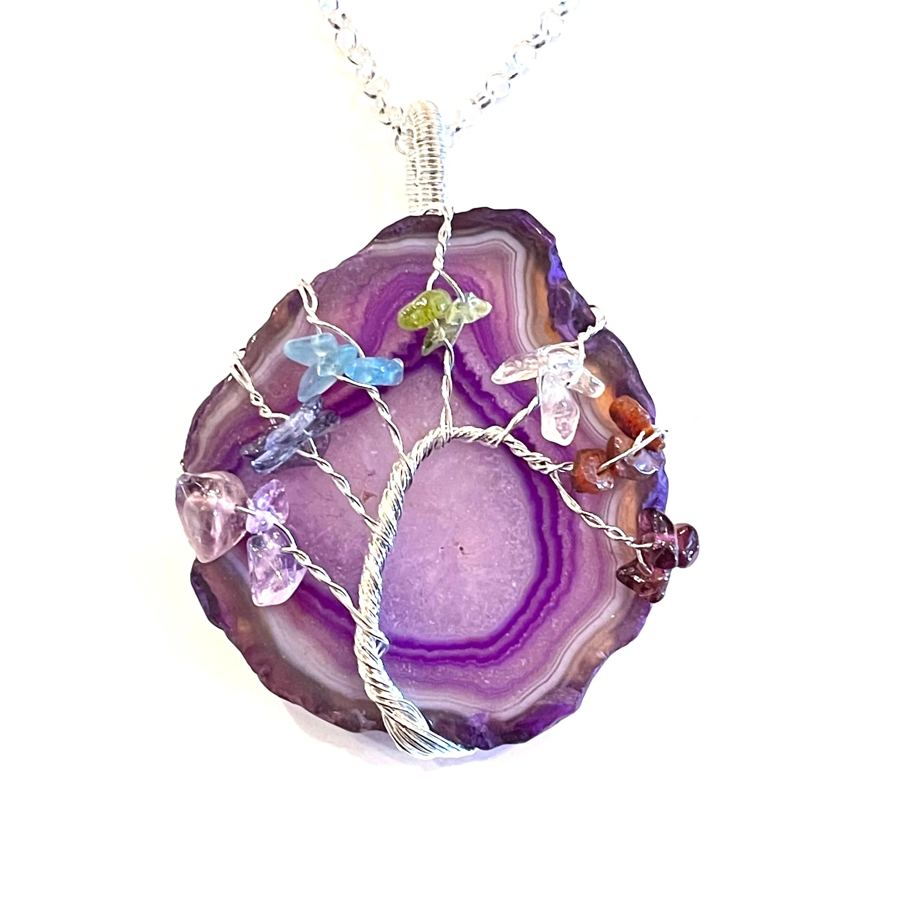 Agate Tree Pendant Necklace