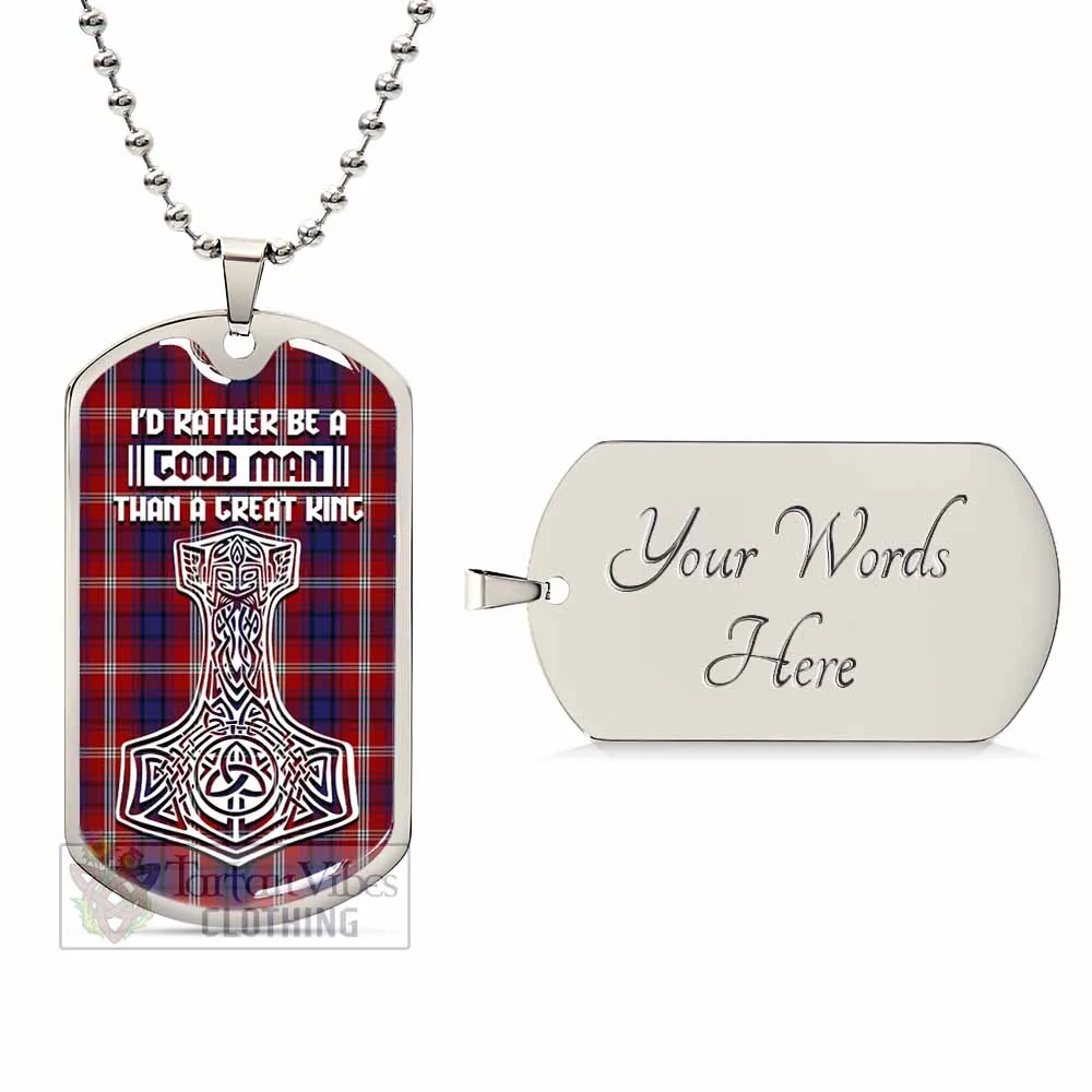 Ainslie Tartan Dog Tag Necklace Viking Mjolnir Style