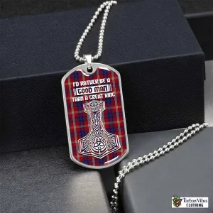 Ainslie Tartan Dog Tag Necklace Viking Mjolnir Style