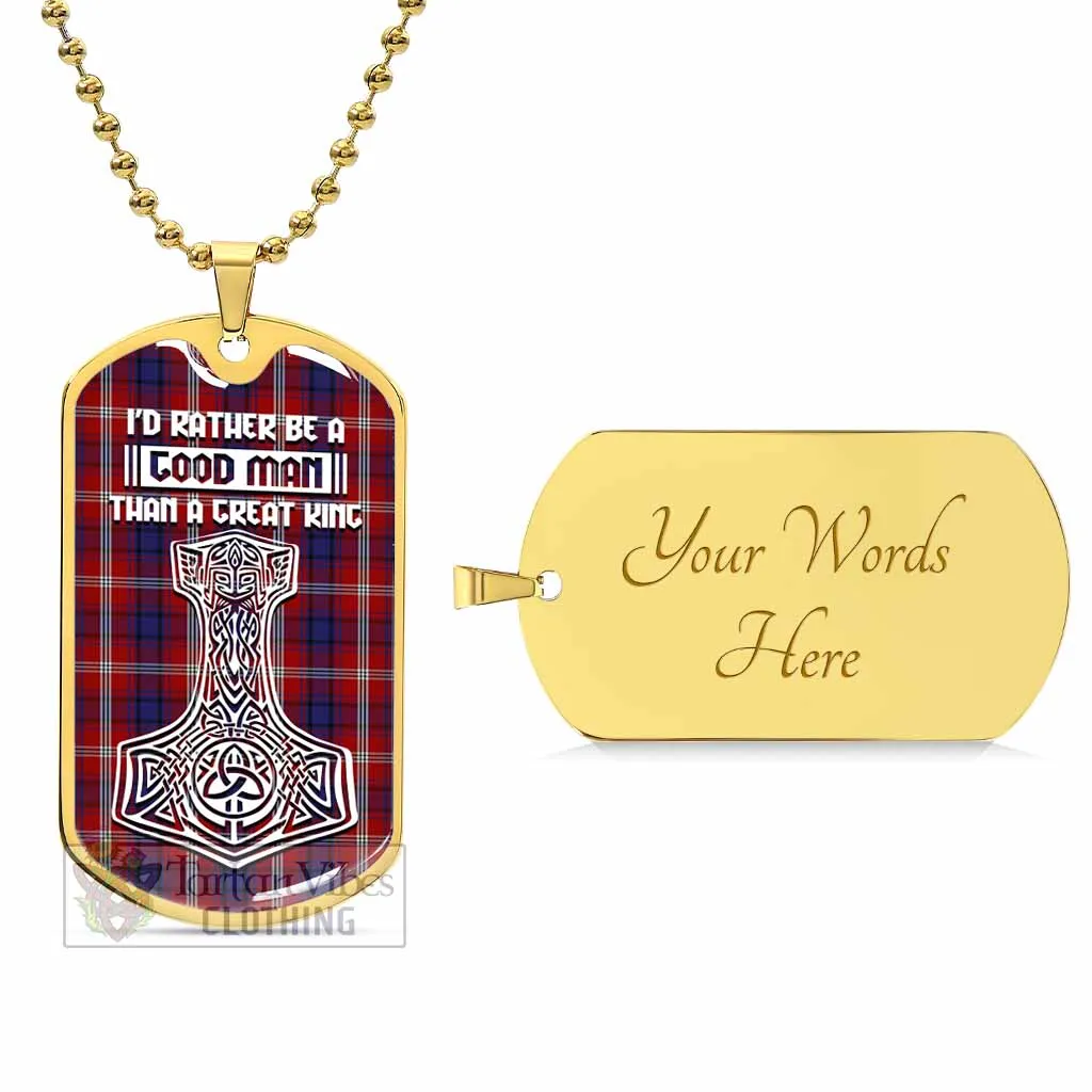 Ainslie Tartan Dog Tag Necklace Viking Mjolnir Style