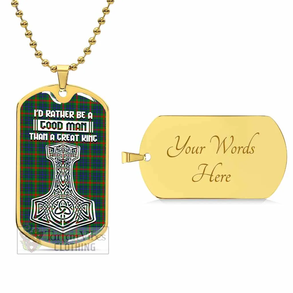 Aiton Tartan Dog Tag Necklace Viking Mjolnir Style