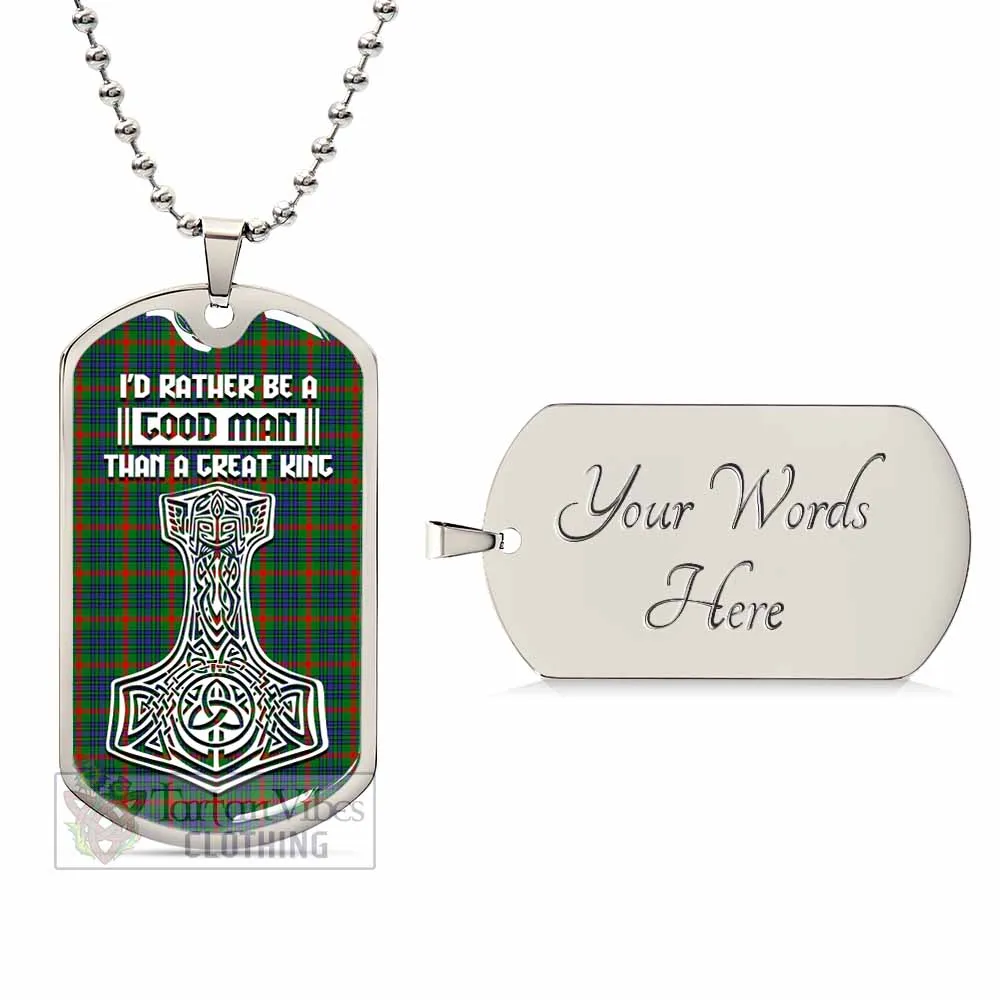 Aiton Tartan Dog Tag Necklace Viking Mjolnir Style