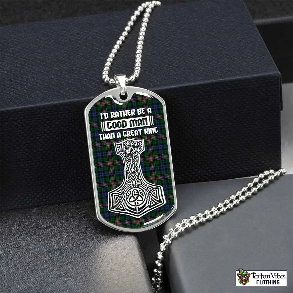 Allison Tartan Dog Tag Necklace Viking Mjolnir Style