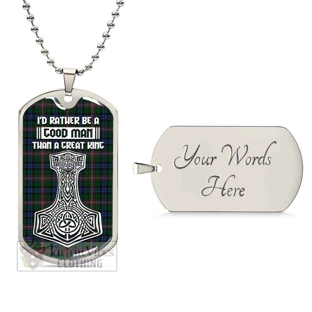 Allison Tartan Dog Tag Necklace Viking Mjolnir Style