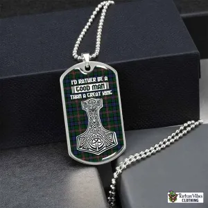 Allison Tartan Dog Tag Necklace Viking Mjolnir Style