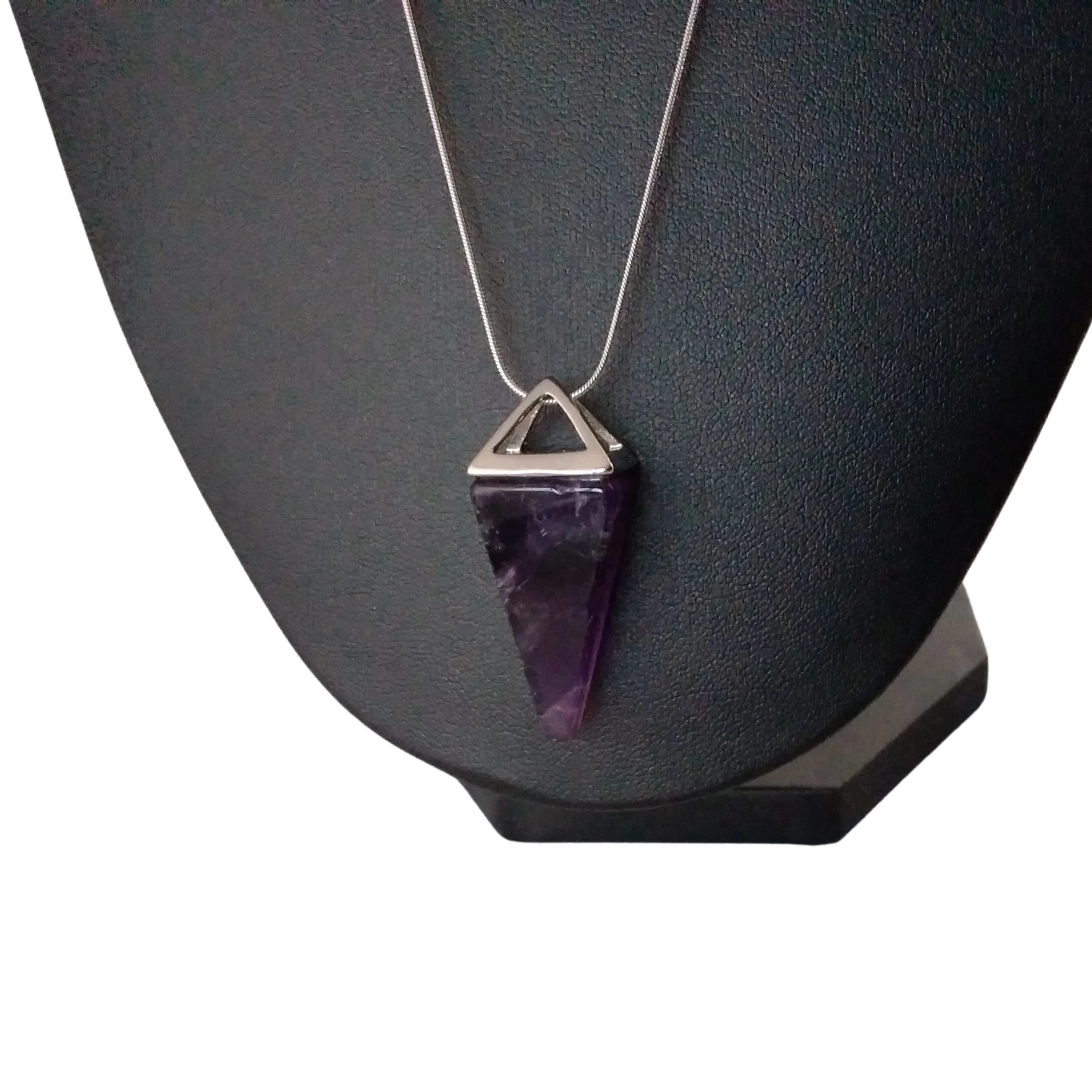 Amethyst Silver Pendulum Necklace