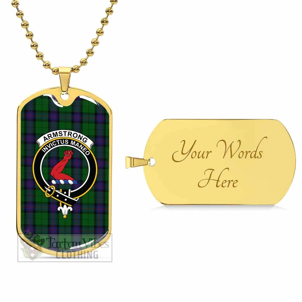 Armstrong Tartan Dog Tag Necklace with Family Crest