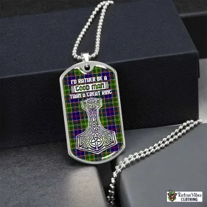 Arnott Tartan Dog Tag Necklace Viking Mjolnir Style