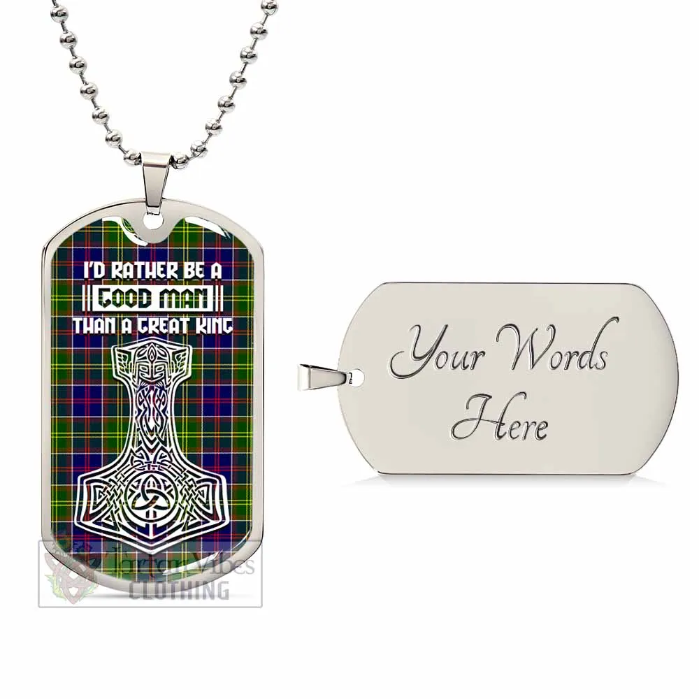 Arnott Tartan Dog Tag Necklace Viking Mjolnir Style