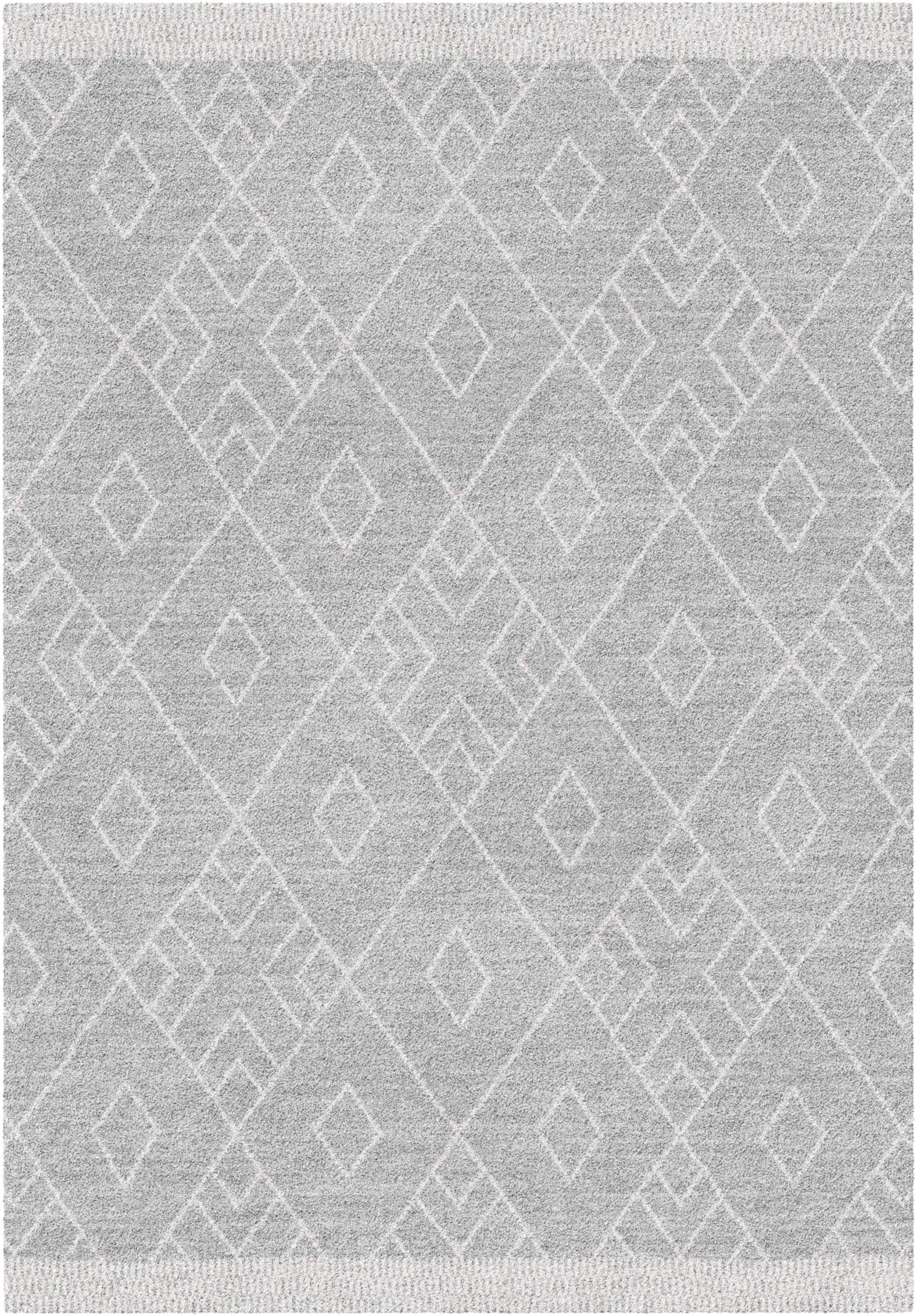 Aspect Marjan -Diamond/Rhombus Pattern Geometric Thick Soft Shaggy Rug (Grey/Cream, 160x230cm)