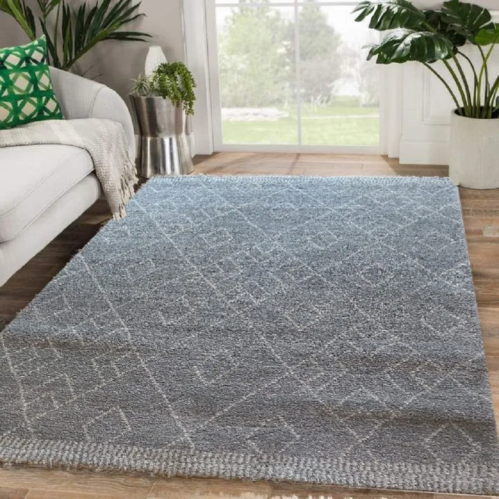 Aspect Marjan -Diamond/Rhombus Pattern Geometric Thick Soft Shaggy Rug (Grey/Cream, 160x230cm)