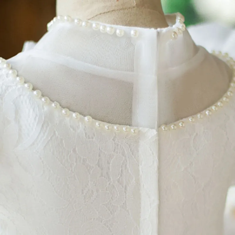 Baby Girls Dress Toddlers Summer White Small Fly Sleeve Vintage Palace Puffy Christening Dress