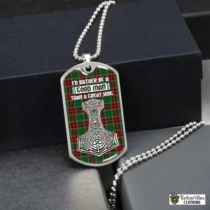 Baxter Tartan Dog Tag Necklace Viking Mjolnir Style