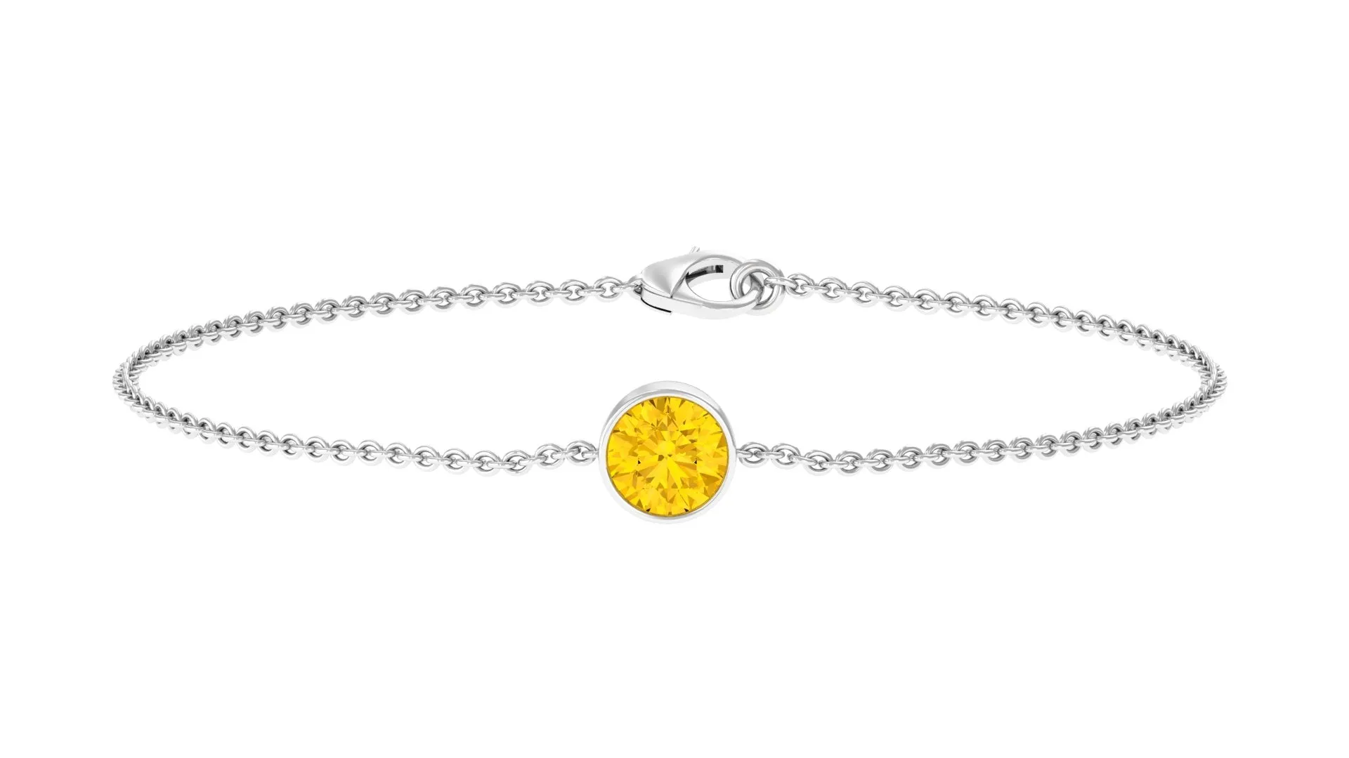 Bezel Set Yellow Sapphire Simple Solitaire Bracelet