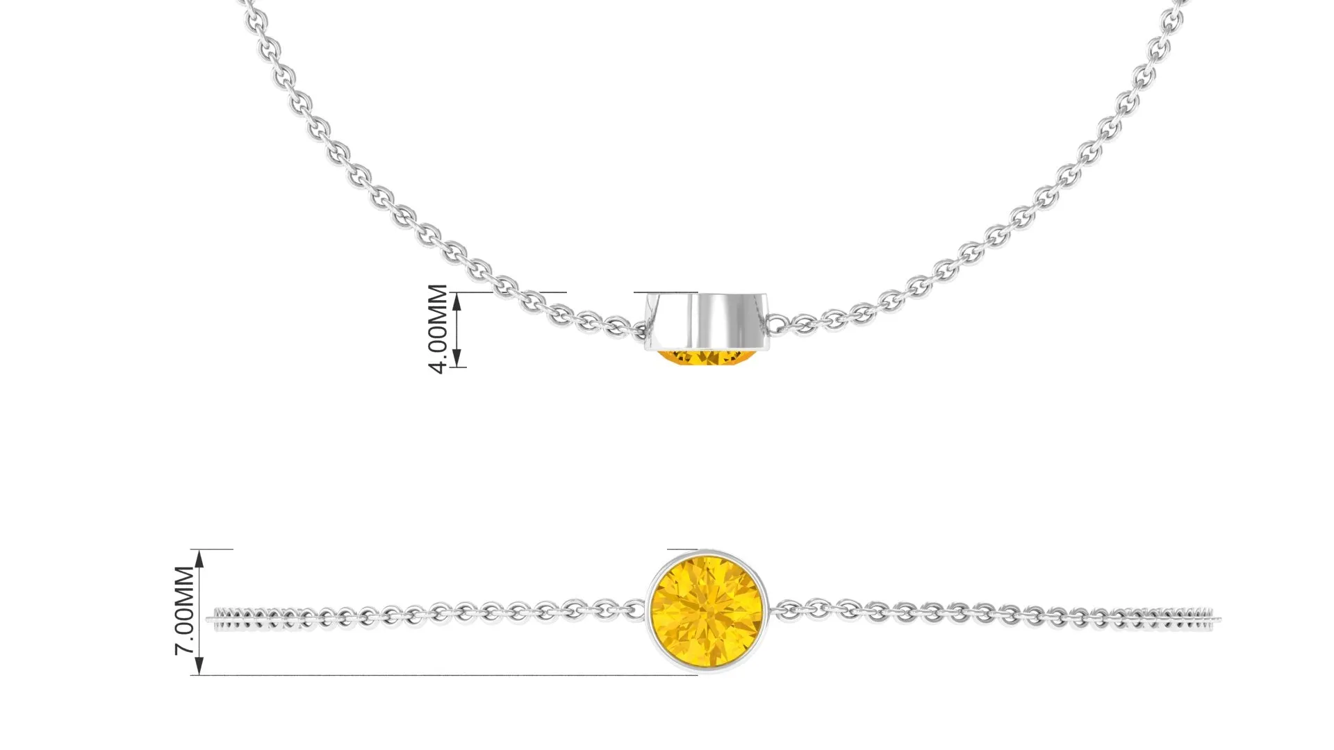 Bezel Set Yellow Sapphire Simple Solitaire Bracelet