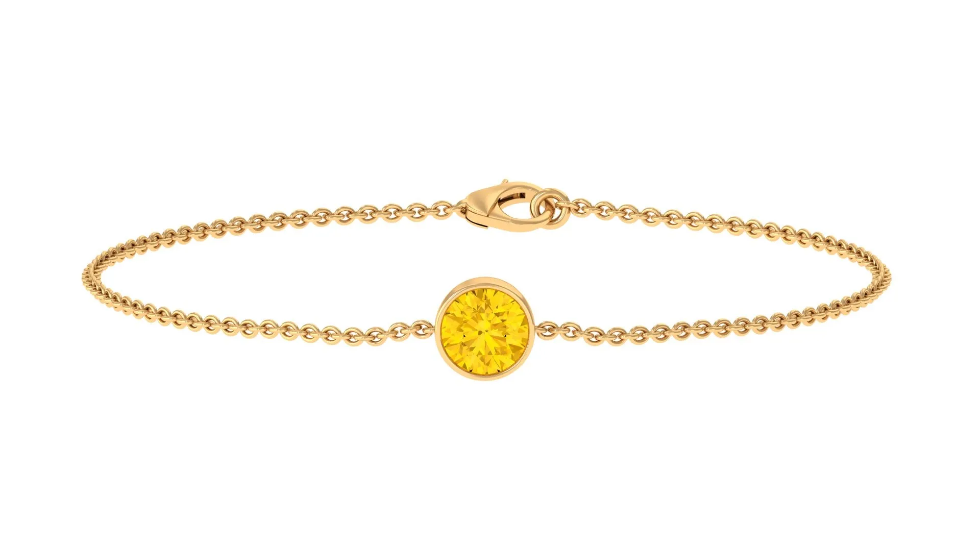 Bezel Set Yellow Sapphire Simple Solitaire Bracelet