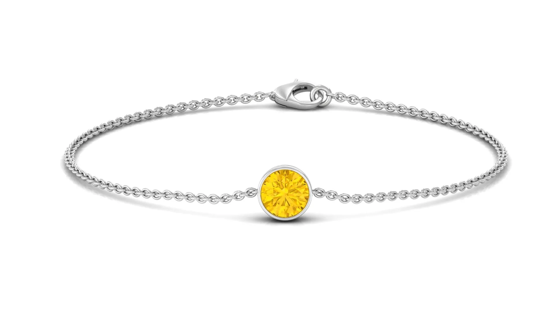 Bezel Set Yellow Sapphire Simple Solitaire Bracelet