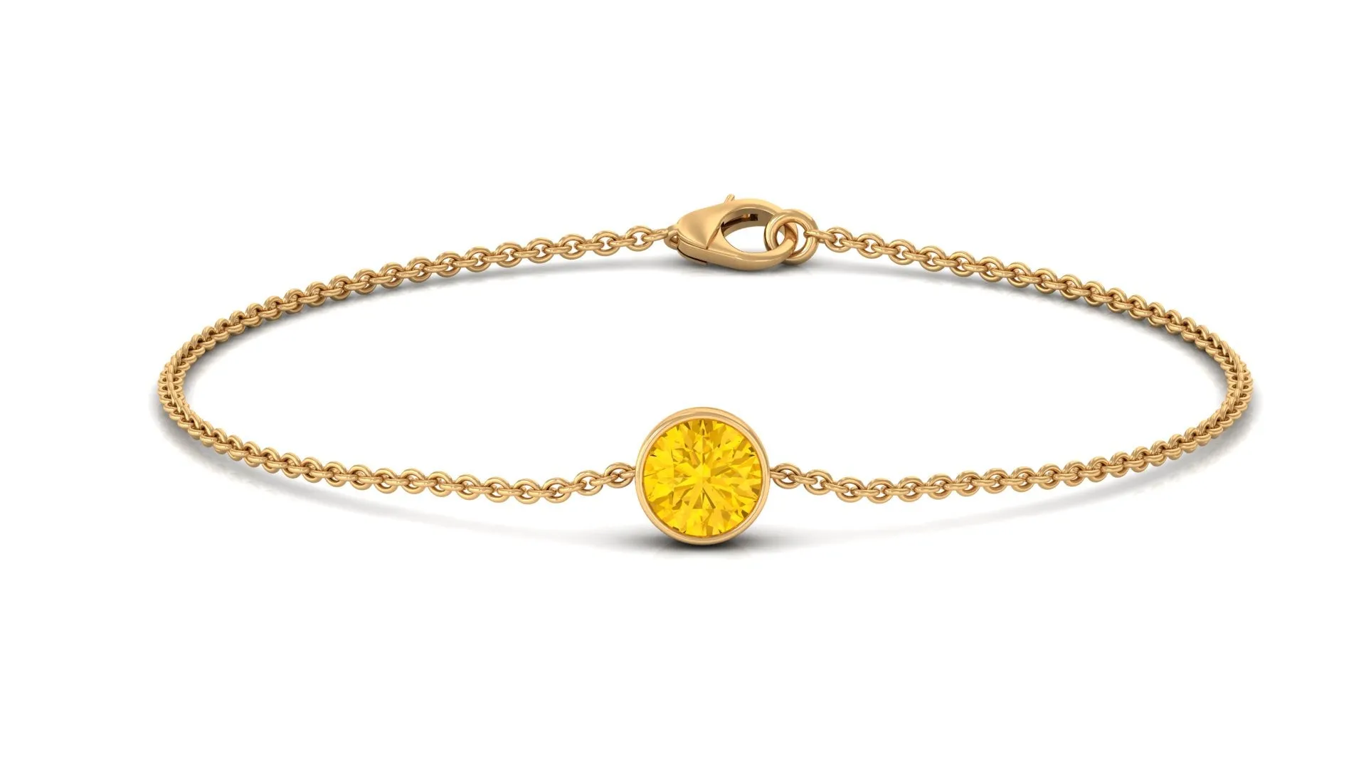 Bezel Set Yellow Sapphire Simple Solitaire Bracelet