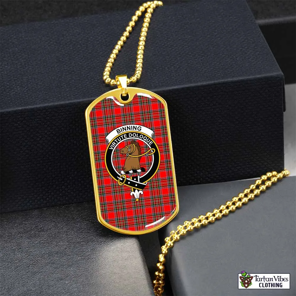 Binning Tartan Dog Tag Necklace with Family Crest