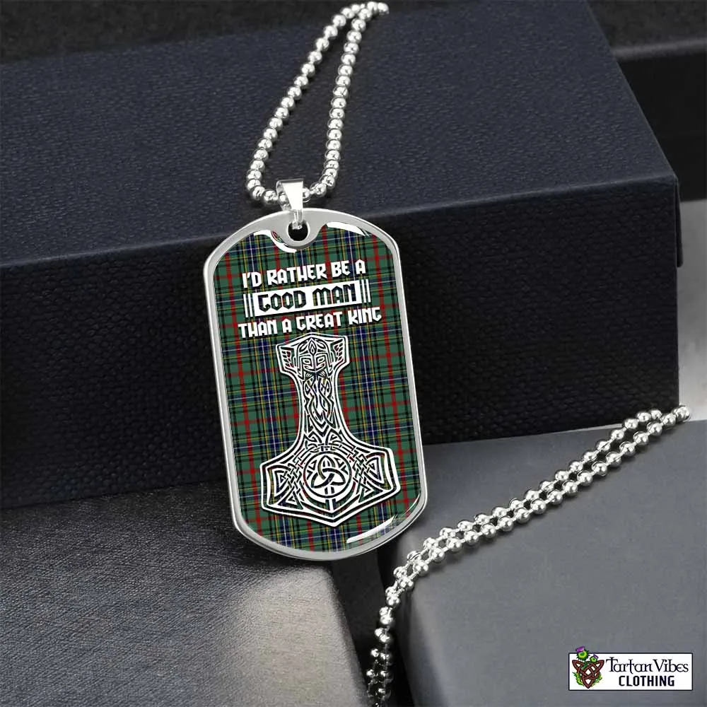 Bisset Tartan Dog Tag Necklace Viking Mjolnir Style