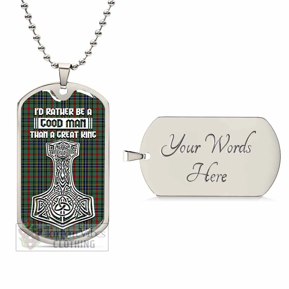 Bisset Tartan Dog Tag Necklace Viking Mjolnir Style