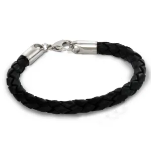 Black Braided Leather Bracelet