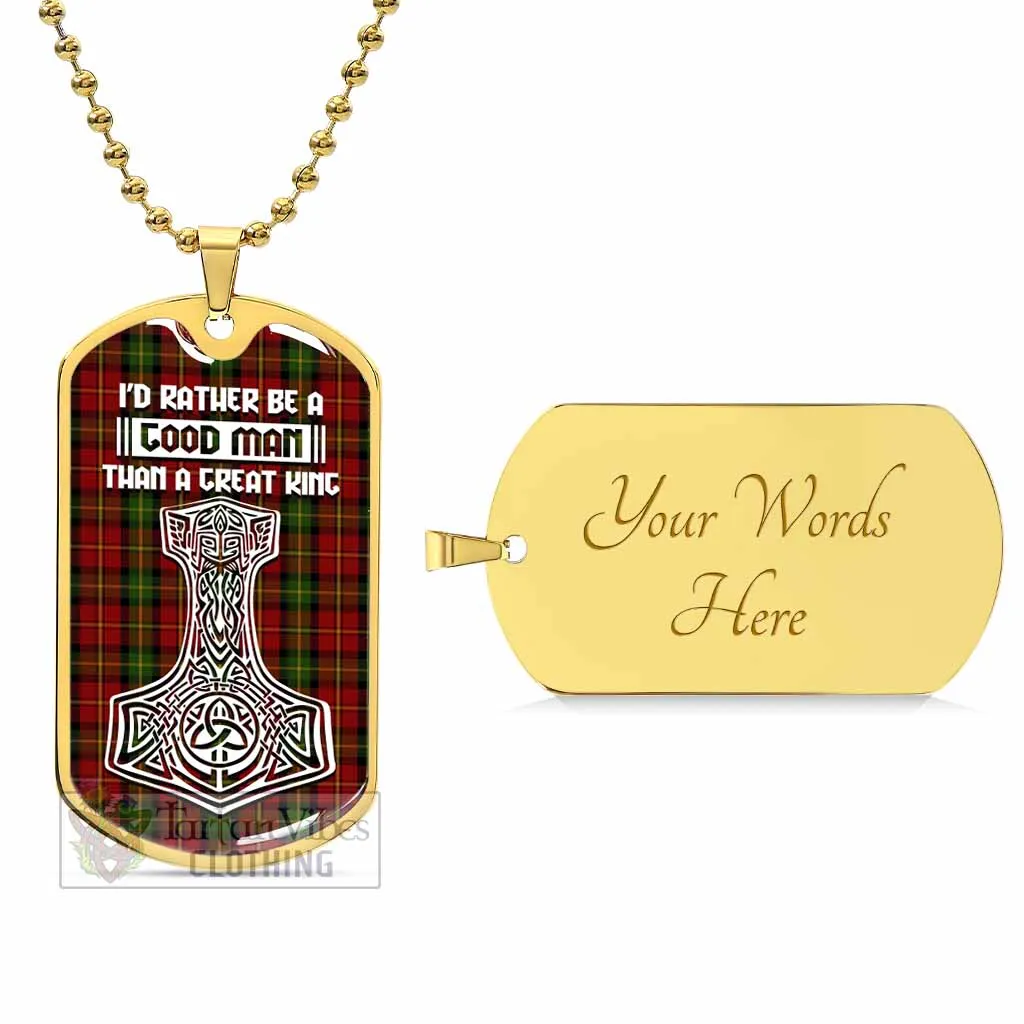 Blackstock Tartan Dog Tag Necklace Viking Mjolnir Style