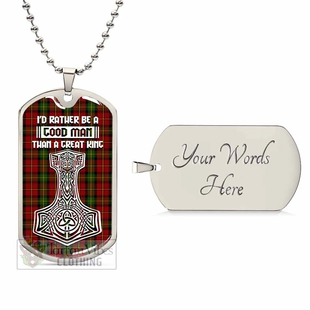 Blackstock Tartan Dog Tag Necklace Viking Mjolnir Style