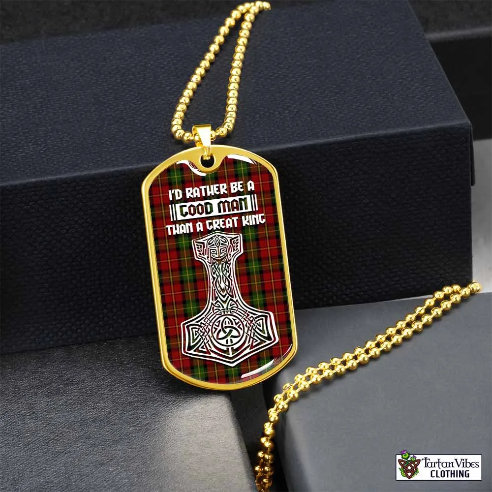 Blackstock Tartan Dog Tag Necklace Viking Mjolnir Style