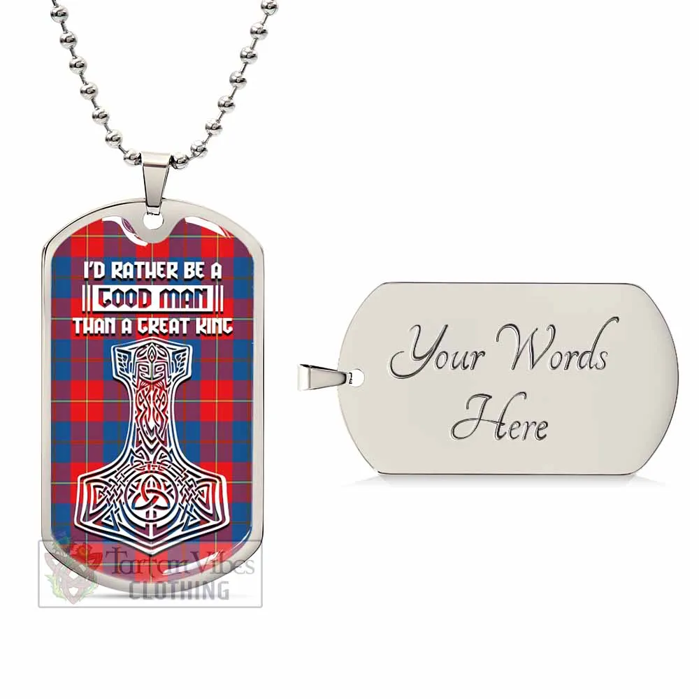 Blane Tartan Dog Tag Necklace Viking Mjolnir Style