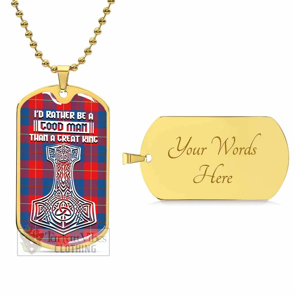 Blane Tartan Dog Tag Necklace Viking Mjolnir Style